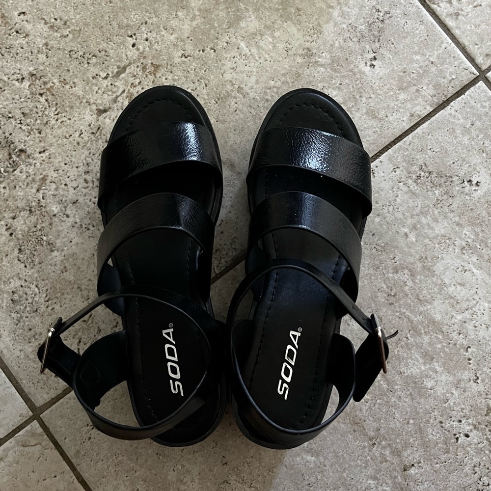 Soda Glossy Black Women's Sandals